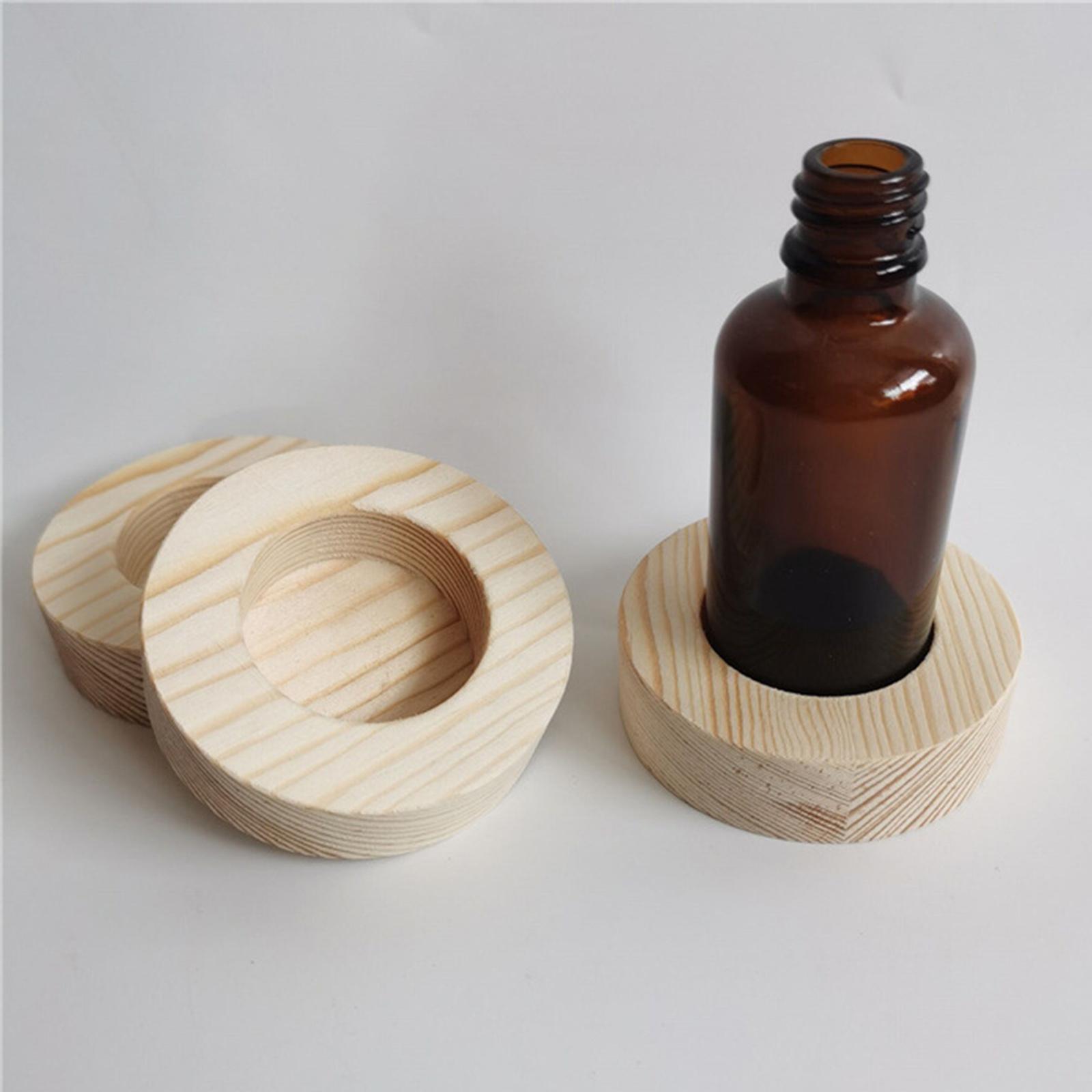 2x Essential Oil Display Storage Organizer Bottles Holder 50ml Single Slot Hole Diameter 1.5inch Hard Pine Wood Rack Presentation Shelf