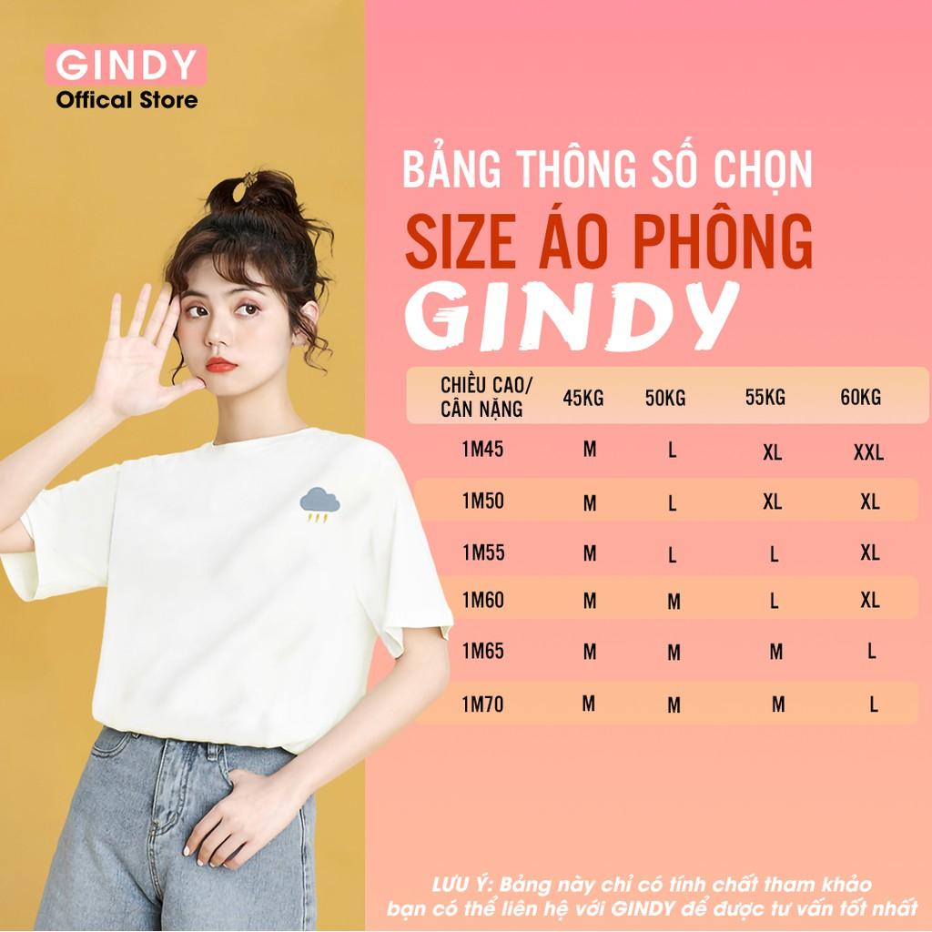 Áo phông nữ GINDY áo thun basic họa tiết thời tiết cổ tròn dáng suông A20020