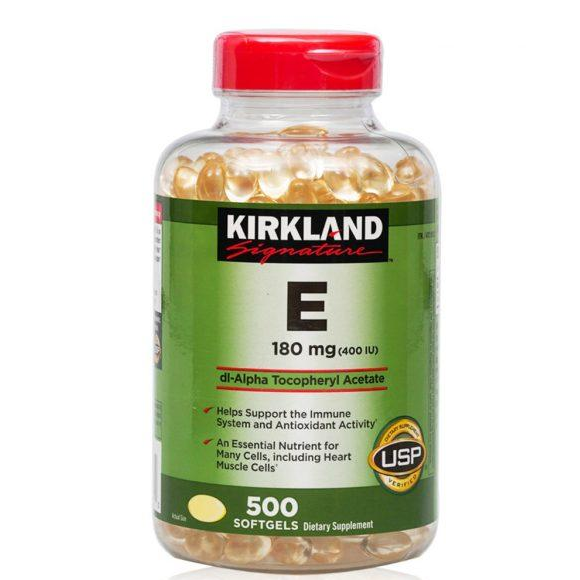 Hình ảnh Vitamin E Mỹ Kirkland Signature E 180mg  – Chống Oxy hóa mạnh, làm chậm quá trình lão, đẹp da, tóc và tốt cho tim mạch - Massel Official - 500 Viên