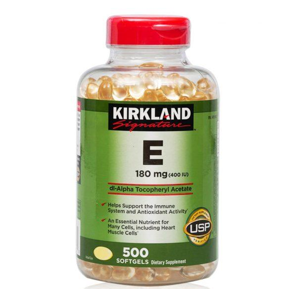 Vitamin E Mỹ Kirkland Signature E 180mg  – Chống Oxy hóa mạnh, làm chậm quá trình lão, đẹp da, tóc và tốt cho tim mạch - Massel Official - 500 Viên