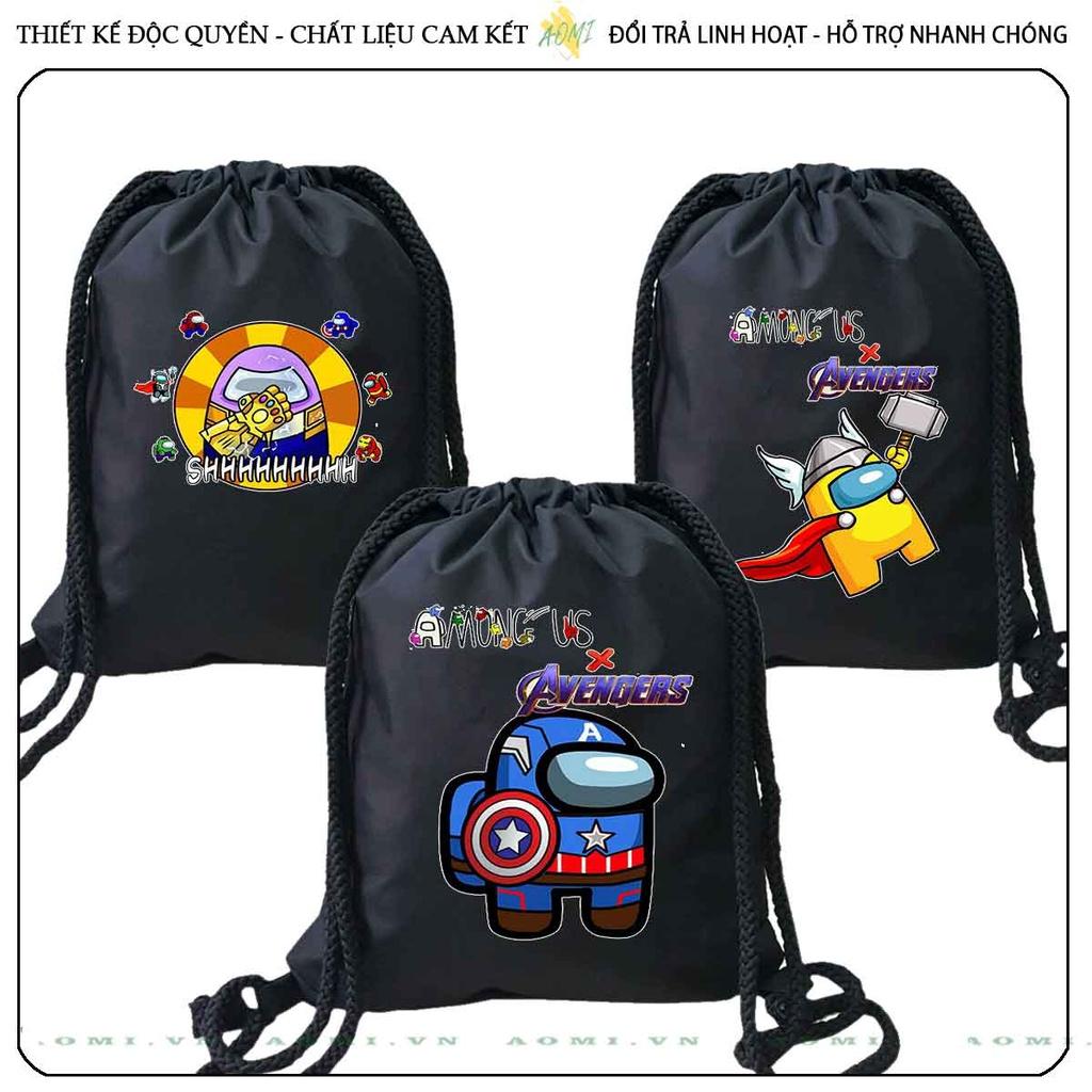 BALO MINI among us avengers AOMIVN DÂY RÚT ĐEO VAI 33x38cm NHỎ XINH UNISEX CHẤT CANVAS CUTE TIỆN ÍCH DU LỊCH DẠO PHỐ