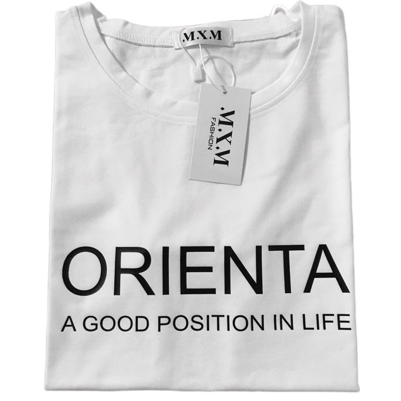 Áo thun nữ MXM cổ tròn form vừa chất vải cotton 4 chiều in chữ Orienta ( ANU013 )