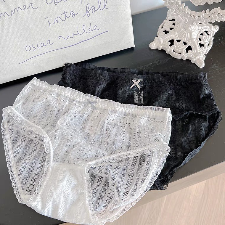 Quần lót nữ ren lưới mềm mại co giãn thoáng mát đáy cotton kháng khuẩn đính nơ siêu xinh S.A.Y QL012