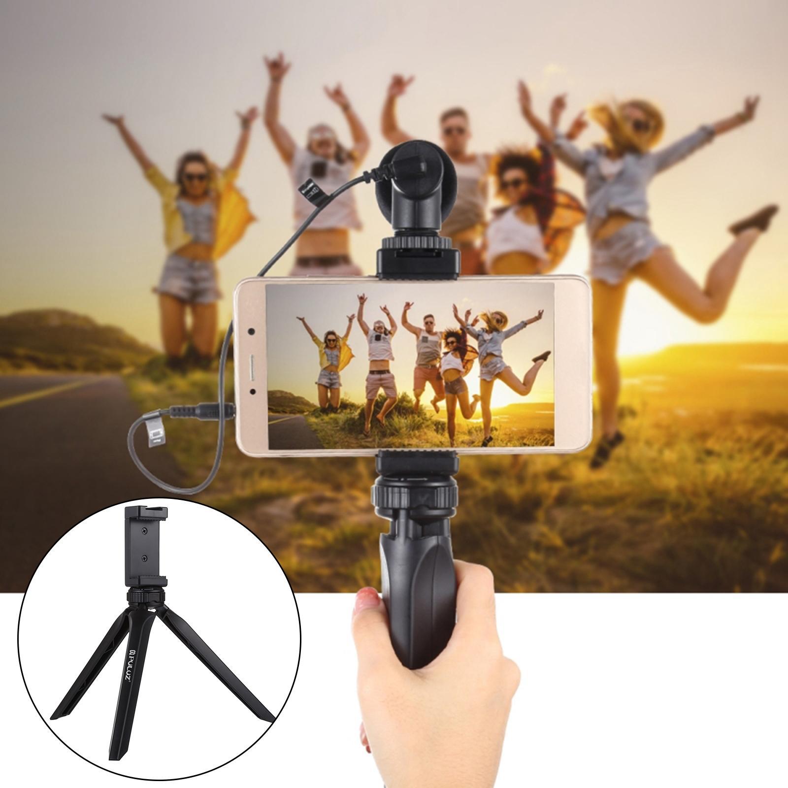 Mini Tripod Camera Mount Stand Mobile Phone Clamp Holder 1/4'' Pink