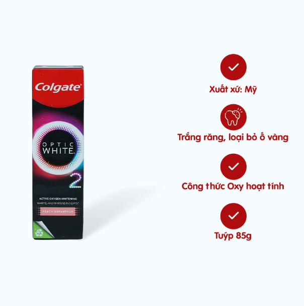 Kem Đánh Răng Colgate Optic White O2 Peach Osmanthus (tuýp 85g)