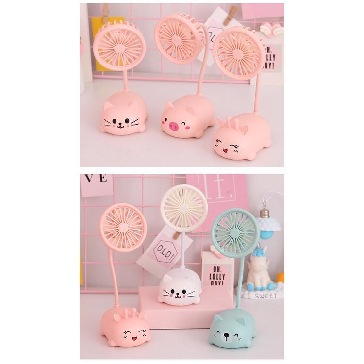 Quạt tích điện mini, quạt cầm tay tích điện để bàn hình thú đáng yêu Maxshop Độc