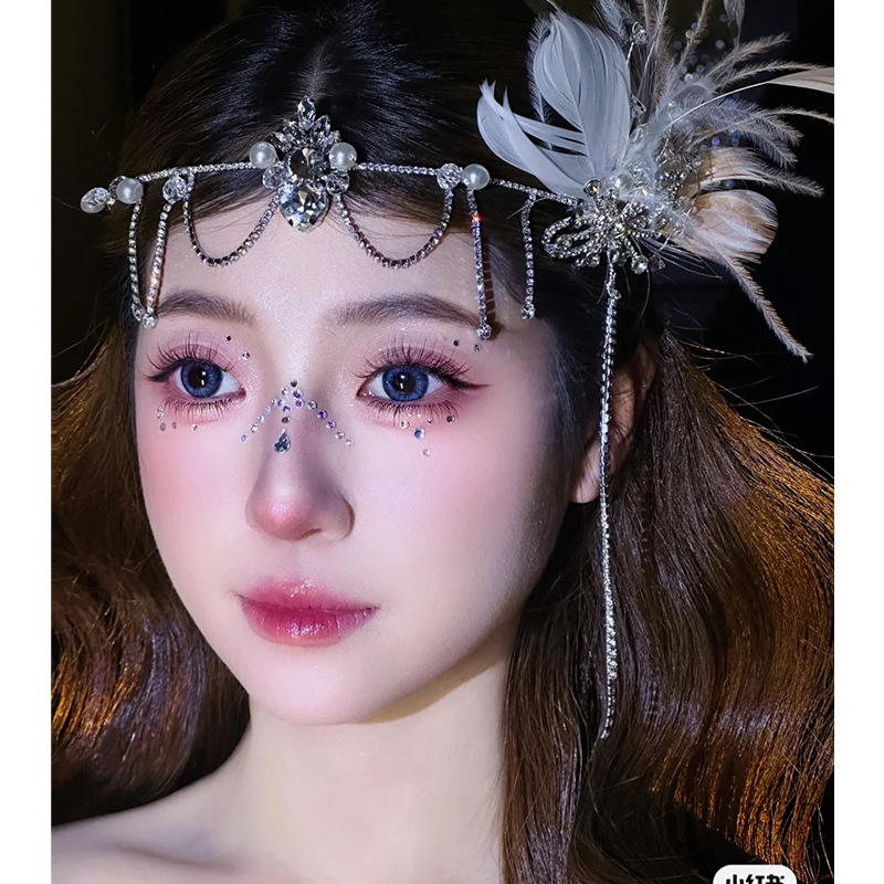 Kẹp tóc cài trán cô dâu, đính đá tua rua, băng đô cài tóc, vương miện cài tóc cô dâu mini sang chảnh, vòng tóc boho