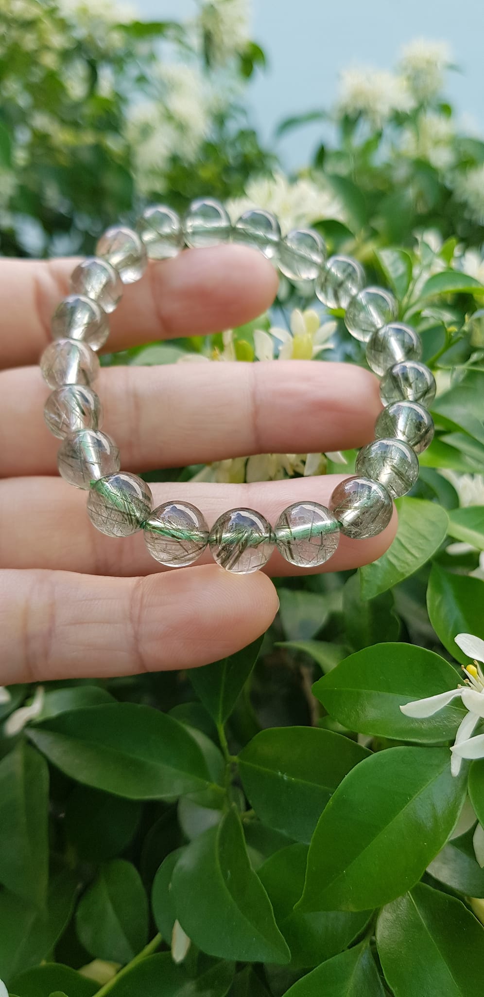 Vòng tay nữ đá thạch anh tóc xanh tự nhiên 9mm trong bóng nhuyễn mượt đẹp  Size vòng 9mm Nữ mệnh Thủy Mộc hỏa đeo ạ