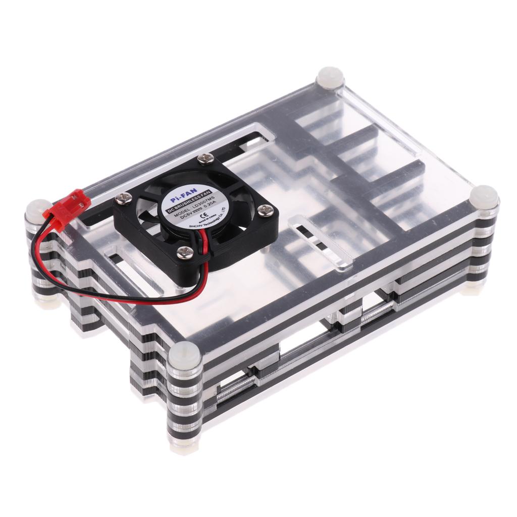Transparent Acrylic Case with Fan and 2.5A Power Supply for Raspberry Pi 2 3