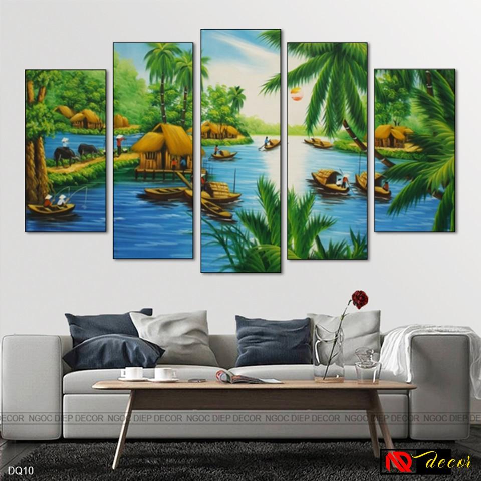 Bộ tranh treo tường phong thủy trang trí nội thất đẹp và giá gốc tại xưởng mới nhất thị trường ĐL 63 đồng quê xưa