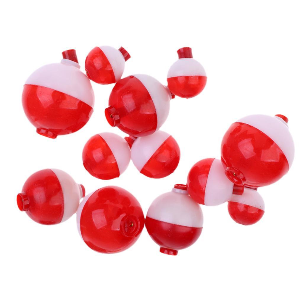 Lot 12 Pieces Fishing Floats Float Bobbers Hard ABS Plastic Push Button Fishing Round Buoy Float Bobber