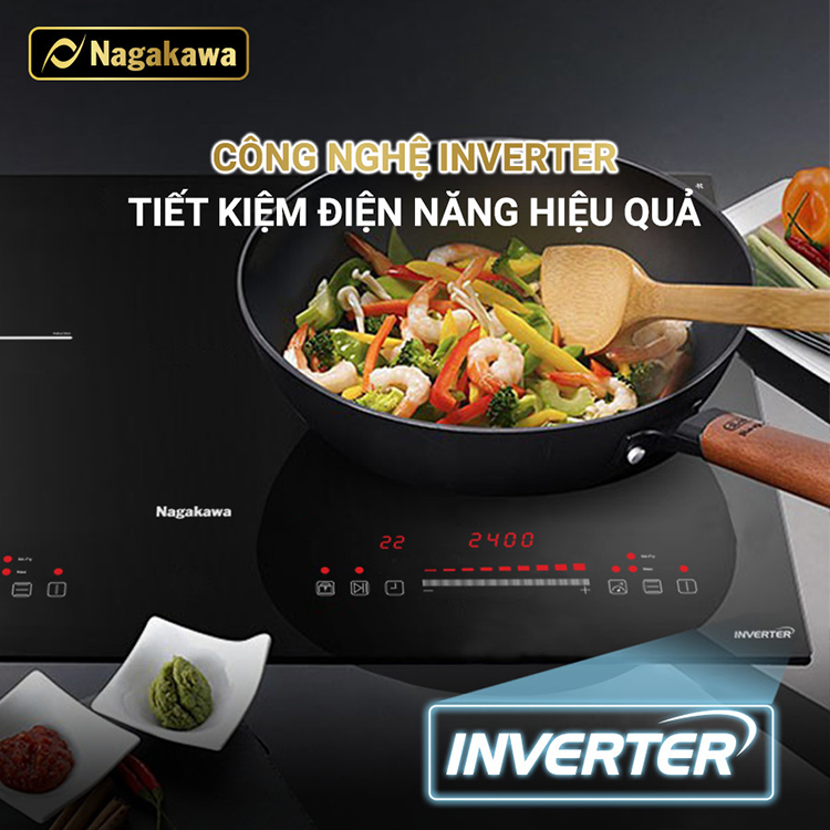 Bếp Đôi Điện Từ Inverter Nagakawa NAG1214M - Hàng Chính Hãng