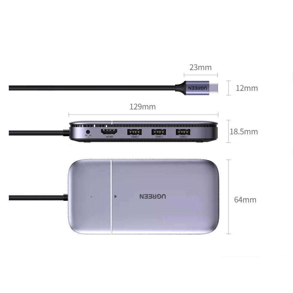 Bộ chuyển USB type C ra 3 cổng USB 3.1 Gen2 + HDMI + PD 100W + cấp nguồn DC + SSD M.2 NGFF Docking Station CM296 70449 - Hàng chính hãng