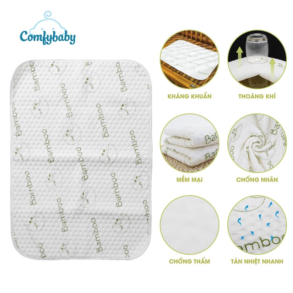 Tấm lót chống thấm cho bé thay tã 4 lớp vải sợi tre Bamboo cao cấp  kháng khuẩn và thoáng khí Comfybaby PAD