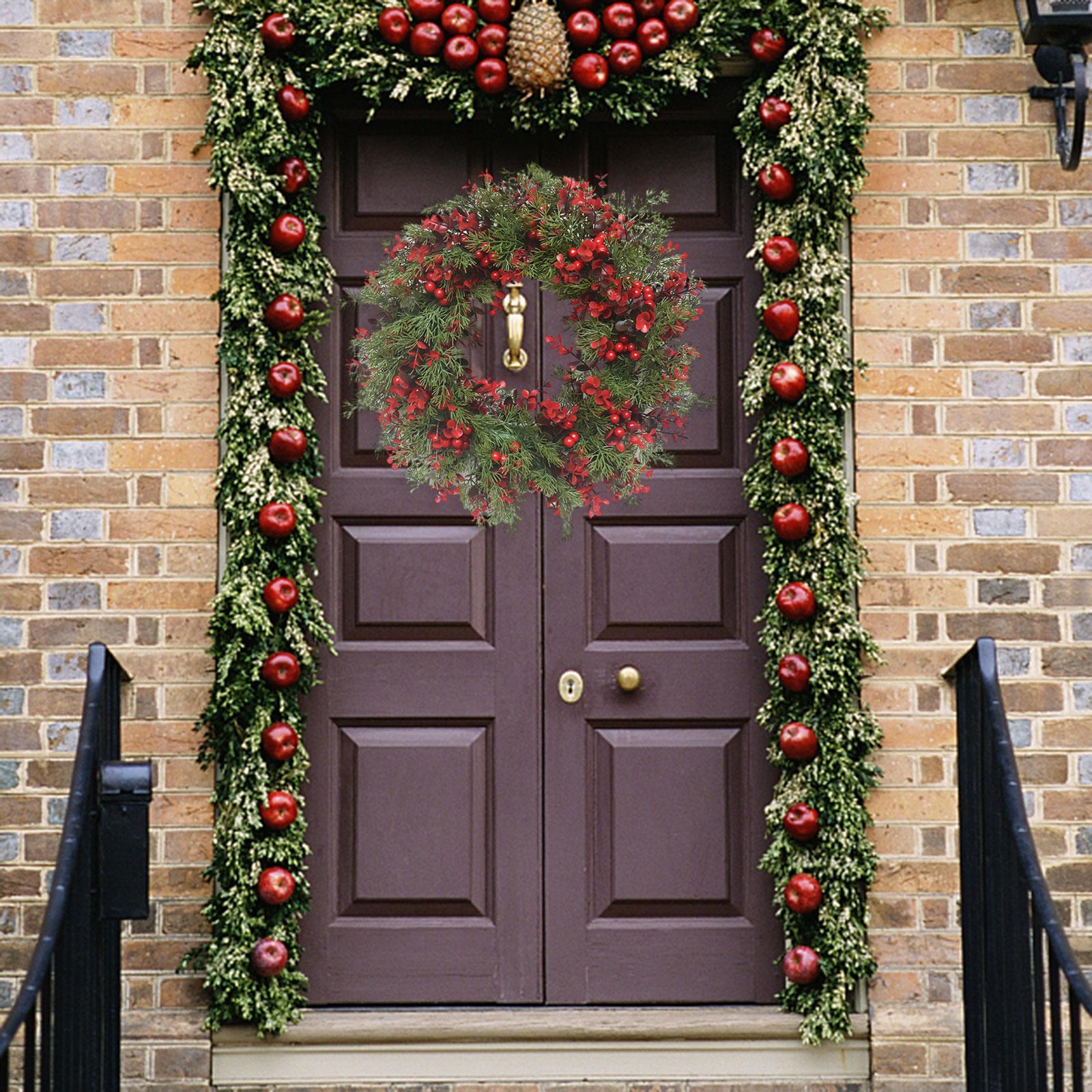 Christmas Wreath Xmas Wreath Indoor Outdoor Holiday Garland Front Door Wreath for Fireplace Bedroom Balcony Dining Room Party