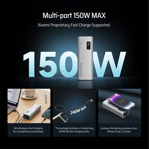 Sạc dự phòng Cuktech Power Bank 15 1USB 2Type-C 150W 20000mAh PB200P - Hàng chính hãng