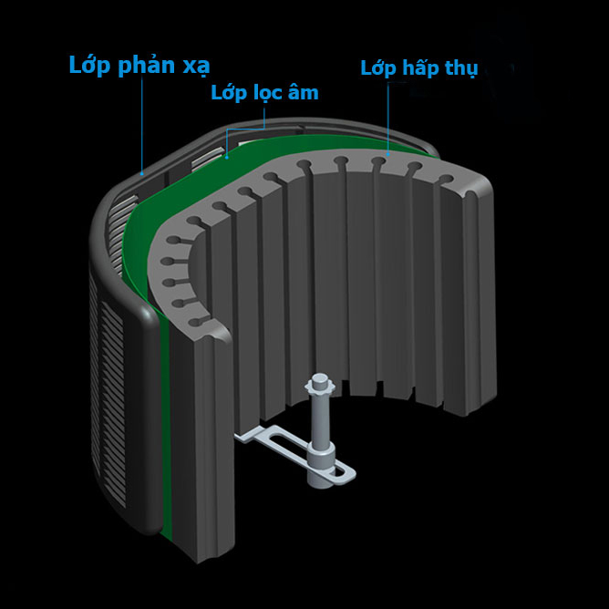 Màn chắn tiêu âm ALCTRON PF66 cho micro 3 lớp chống ồn, chống tiếng vang, loại bỏ tạp âm - Hàng chính hãng