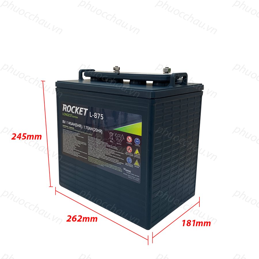 Ắc quy xe golf, ắc quy Rocket L-875 , ắc quy xe điện du lịch