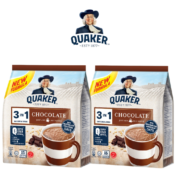 Combo 2 Thức Uống Yến Mạch Quaker 3in1 Vị Sô Cô La 420g