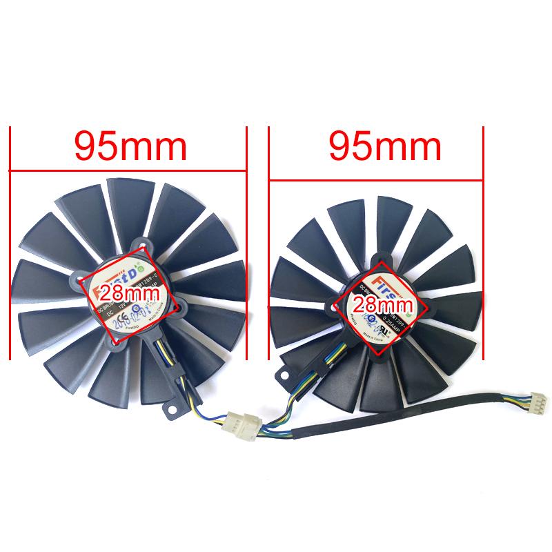 2 FDC10M12S9-C 95MM Quạt Làm Mát T129215SM G-TX1070Ti, G-TX Cho ASUS Quạt Làm Mát Thẻ Video 1070 Ti CERBERUS ADVANCED Gaming RX580