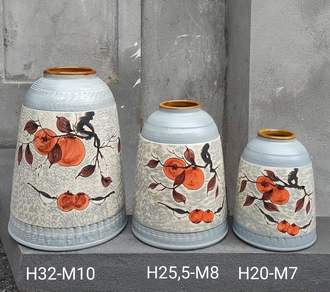 Bình hoa dáng chuông họa tiết quả lựu H32,25,20