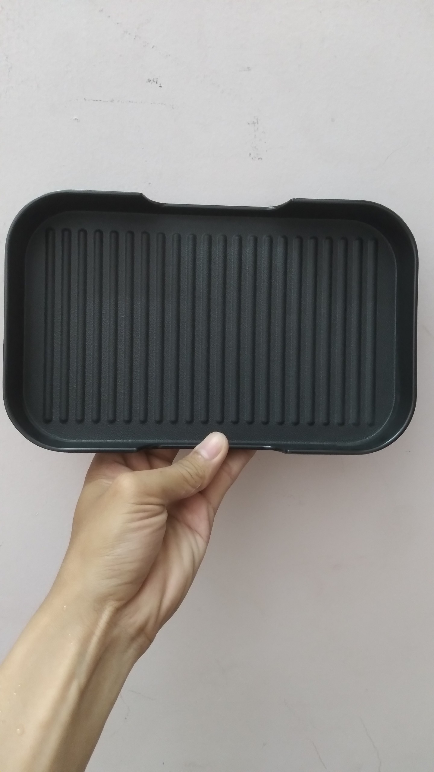 Khay chữ nhật đựng Sushi,Buffet, nướng BBQ,lẩu nhựa Melamine nhám đen kiểu Hàn Quốc Size 23.5cm