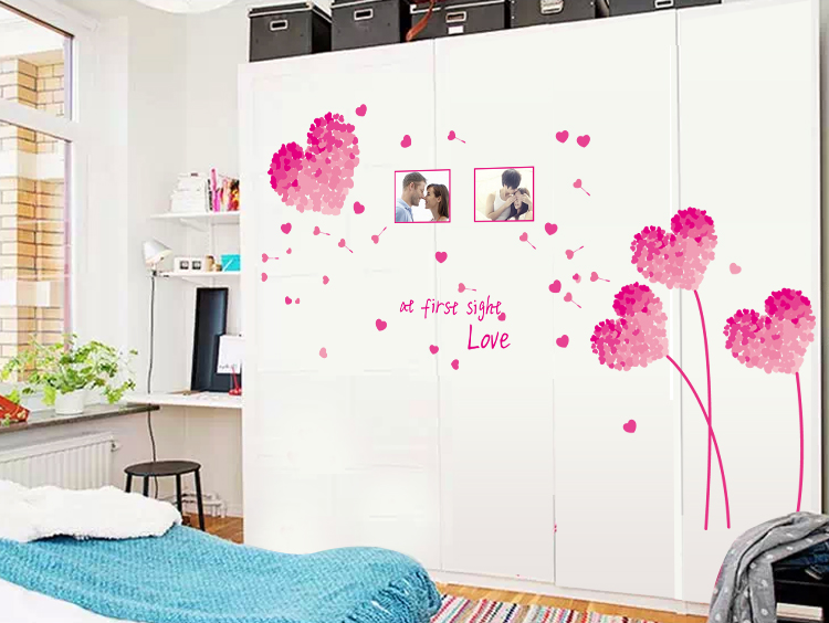 Decal Dán Tường Pink Heart AY9273