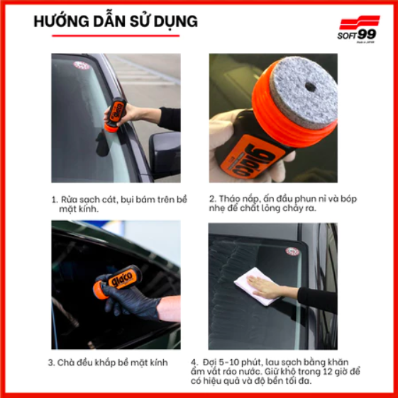 Phủ nano kính, chống bám nước trên kính ô tô Soft99 Ultra Glaco G-19 70ml, độ bền 12 tháng