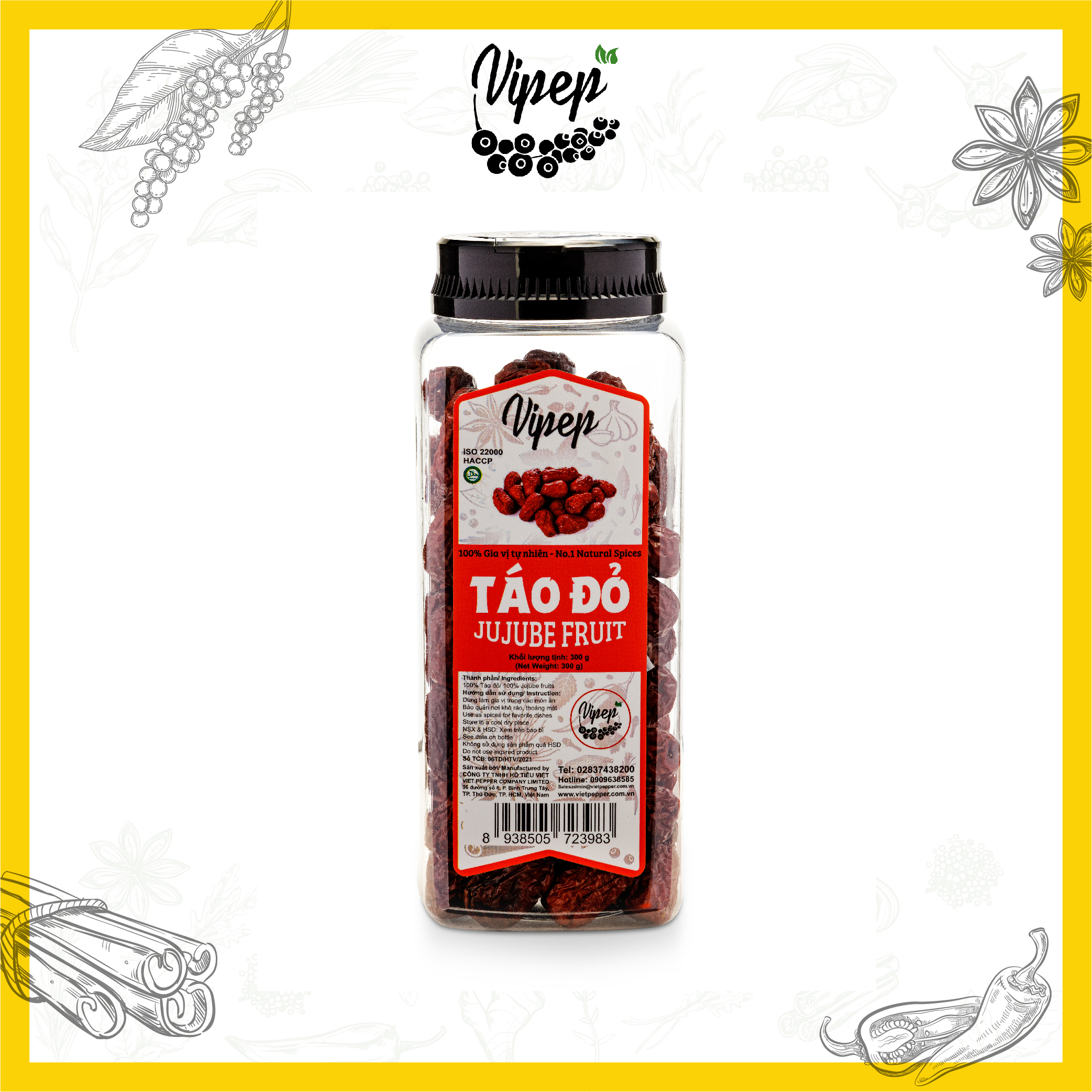Táo Đỏ Vipep 300g - dưỡng huyết, dưỡng nhan, an thần tốt cho sức khoẻ