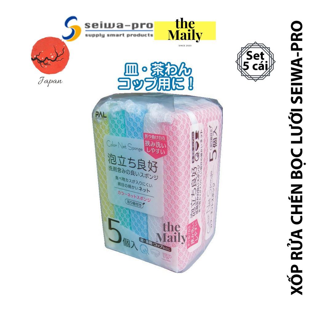 Miếng Xốp Rửa Chén Bọc Lưới Color Net Sponge 5 Miếng SEIWA-PRO – Nội Địa Nhật Bản