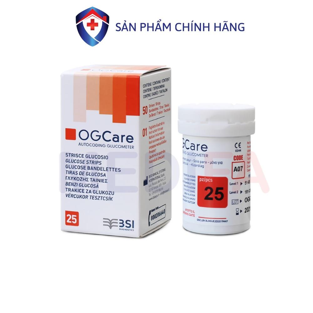 Hộp 25 Que Thử Đường Huyết Ogcare Công Nghệ Bio-Sensor Cho Độ Chính Xác Cao, Date Xa