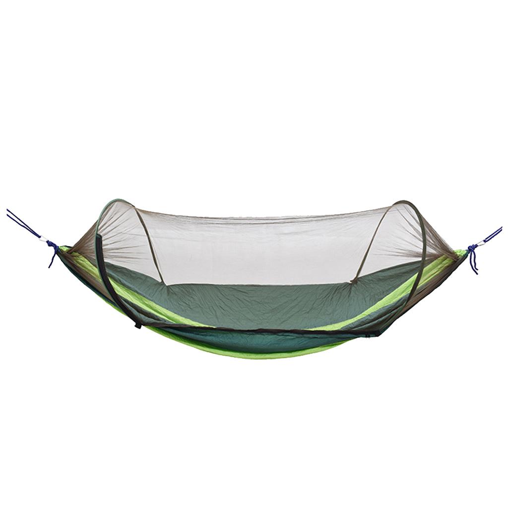 Outdoor Camping Hammock Boat Hanging Bed with Mosquito Net Dark Green
