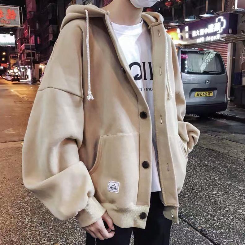 Áo khoác thu đông nam nữ hoodie đính cúc to, áo khoác bomber unisex form rộng 2 túi trước cá tính chất đẹp, thoáng hút m