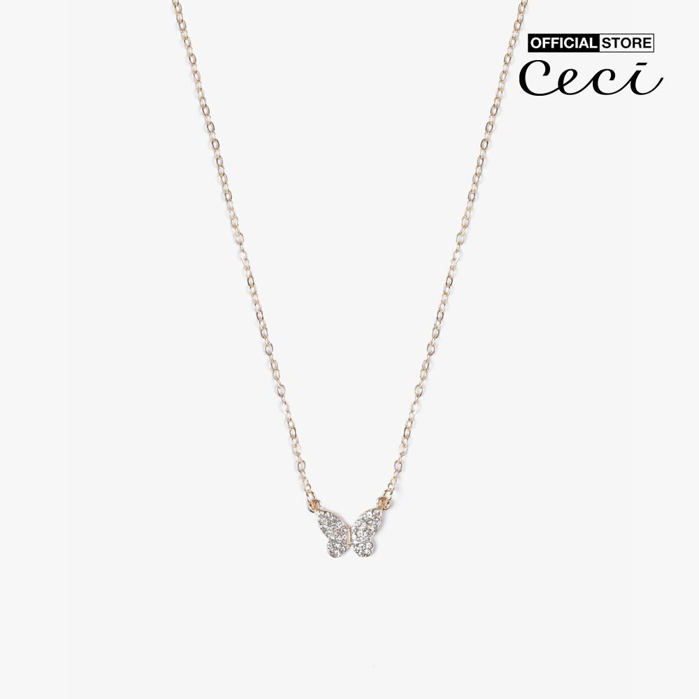 CECI - Dây chuyền nữ chuỗi xích mảnh phối mặt cánh bướm đính đá CC4-01000286-27