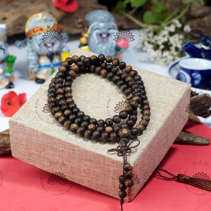 Chuỗi Tràng 108 Hạt Trầm Hương Sánh Chìm - Vòng Tay Phong Thủy - Trầm Hương Việt - Size Nữ 6mm