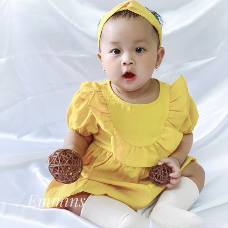 Áo liền quần,bodychip,Bodysuit,chụp đầy tháng thôi nôi, Emmins Romper Nắng Mai + Kèm Phụ kiện bé gái