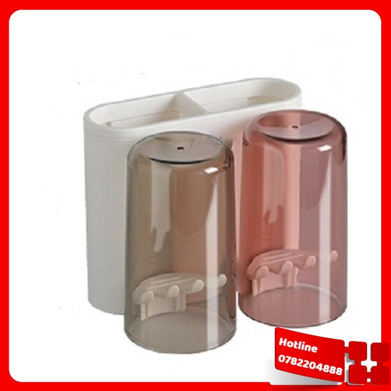 Kệ Để Đồ Nhà Tắm Đựng Bàn Chải Đánh Răng Kèm 2 Cốc E1924 - Loại Tốt