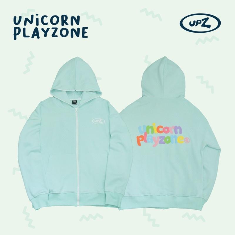 UPZ Áo Khoác Hoodie Dây Kéo In Unicorn Play Zone Chữ Bảy Màu