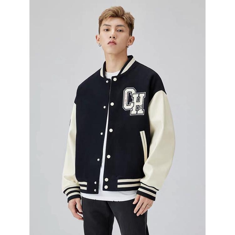 Áo khoác varcity Unisex vải dạ tay da,khoác bomber Miuzi DT118