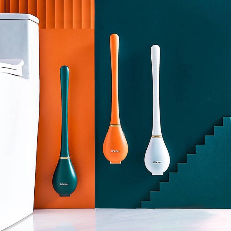 Cọ toilet, cọ nhà vệ sinh silicon cao cấp có hhoopj đựng 2 trong 1