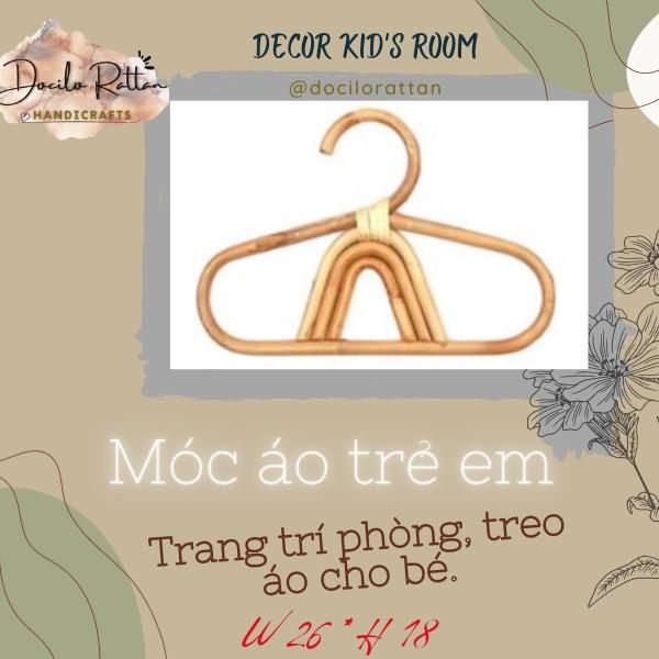 Móc mây trẻ em- Móc áo mây decor phòng cho bé- Móc quần áo size trẻ em