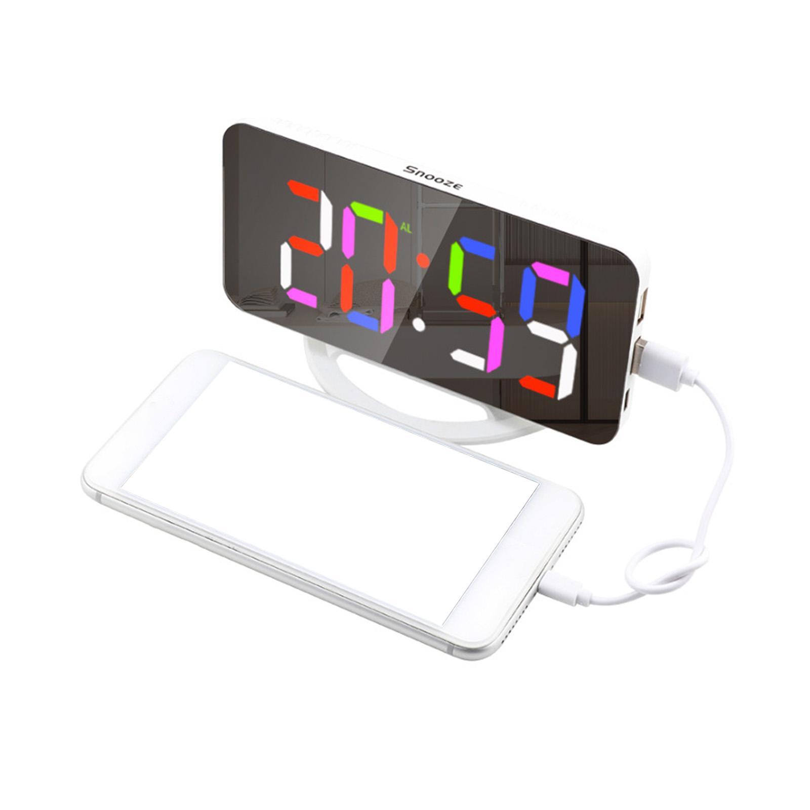 LED Alarm Clock Digital Clock Colorful Snooze Modern LED Clocks 12H 24H Display Electronic Desktop Clock for Hall Bedroom Wall Decor Teens