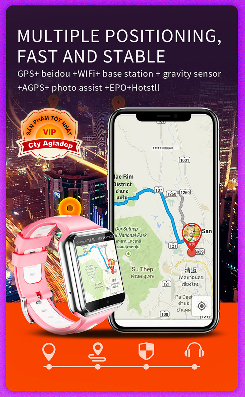 Đồng hồ thông minh Smartwatch theo dõi trẻ em xịn có Videocall, GPS, SOS, Camera, Nghe gọi 2 chiều
