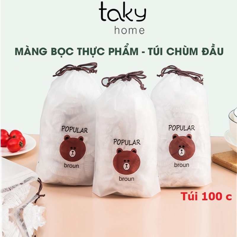 Túi 100 Màng Bọc Thực Phẩm Co Giãn, Đa Năng, Tiện Dụng Cho Bếp, Túi Nilon Màng Bọc Thực Phẩm, Vệ Sinh An Toàn- TakyHome 5180