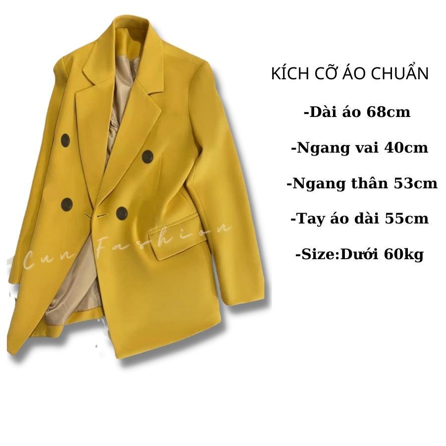 Áo khoác blazer nữ dáng suông 2 lớp chất Cotton Cun Fashion Cao Cấp