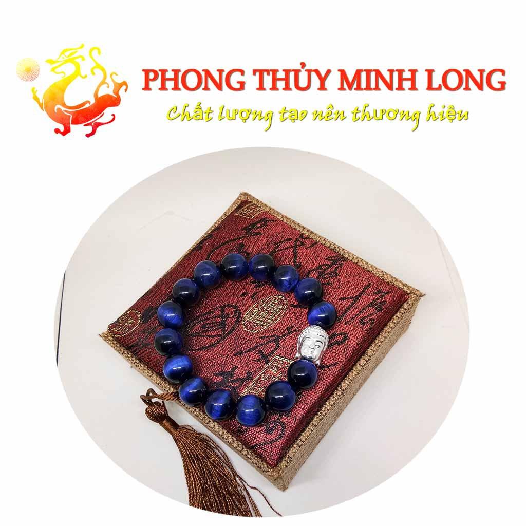 Vòng tay đá Mắt Hổ Xanh Dương 5A mix phật bằng Bạc