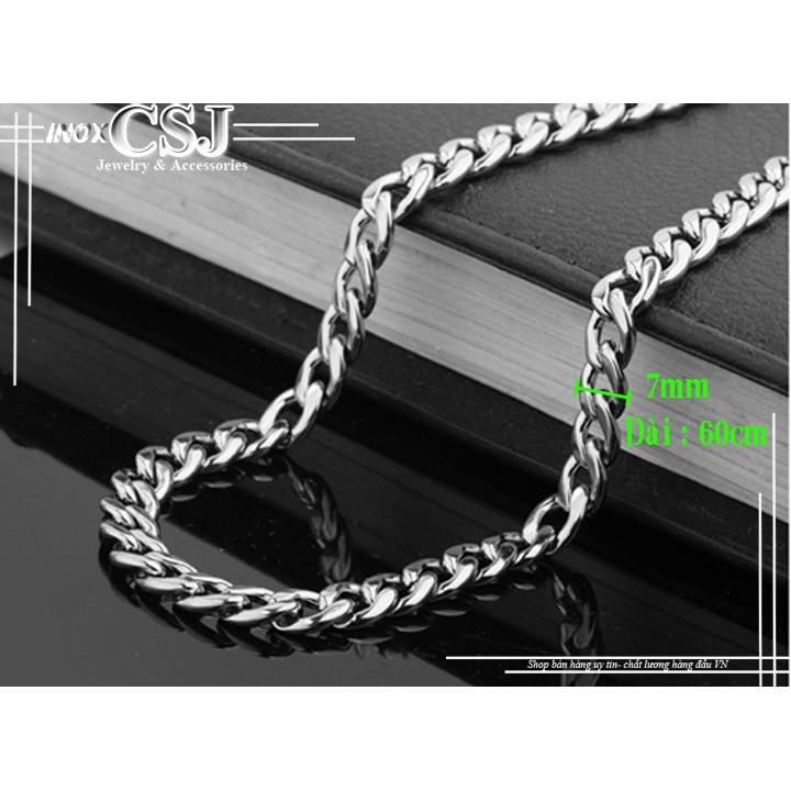 DÂY CHUYỀN NAM INOX KIỂU LẶC 7MM HÀN QUỐC đẹp, không đen