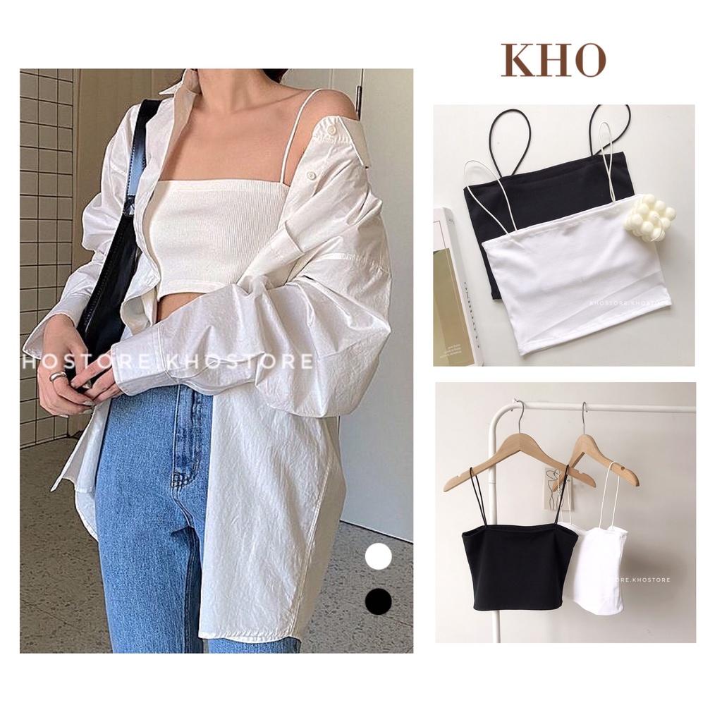Áo hai dây nữ ống cúp ngực, áo dây nữ croptop dáng ôm chất cotton thun mềm mát