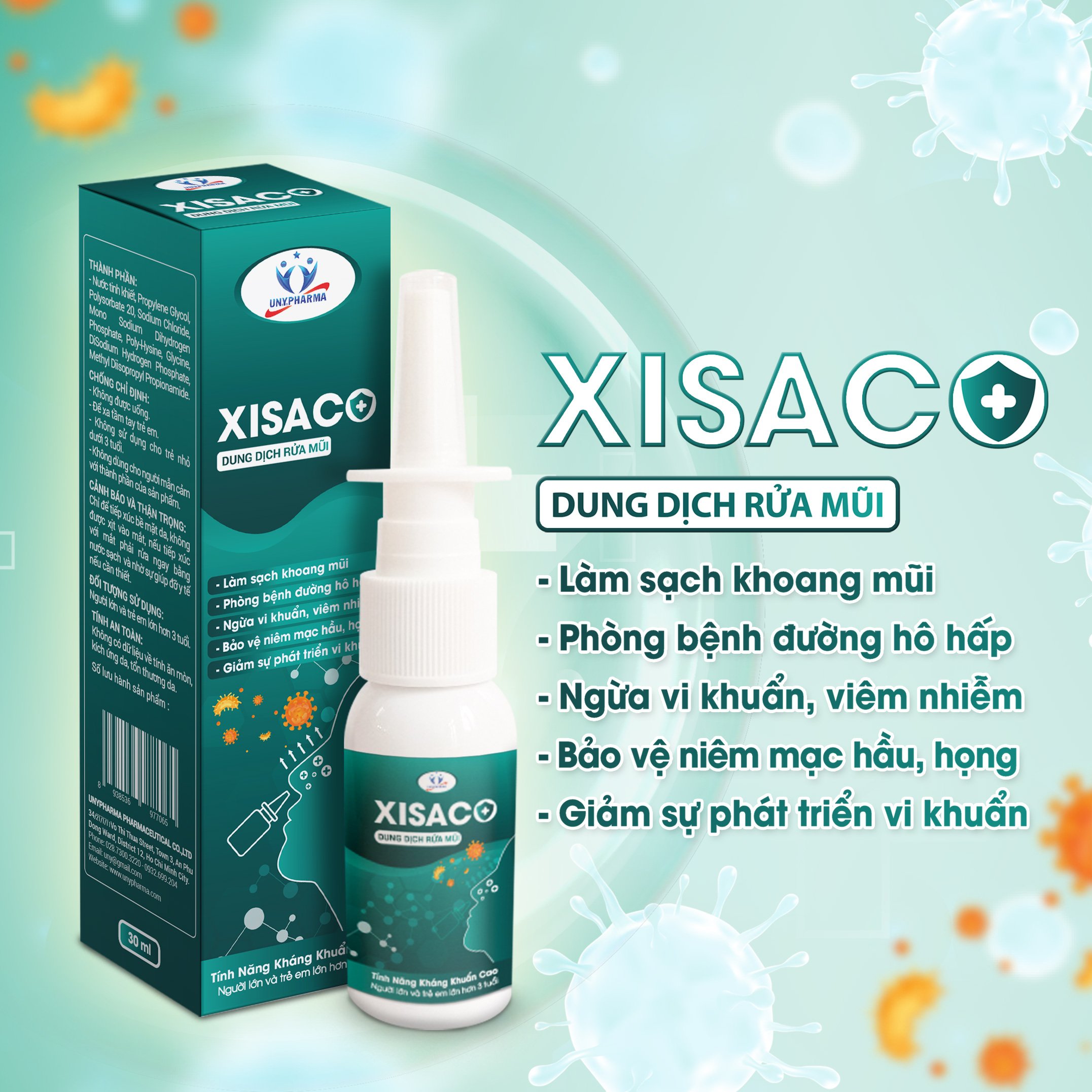 DUNG DỊCH RỬA MŨI XISACO-Làm sạch khoang mũi , phòng ngừa vi khuẩn , bảo vệ đường hô hấp , Dung tích 30ml