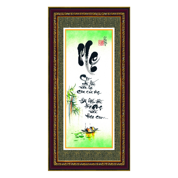 Tranh thư pháp Tình mẹ treo tường Thế Giới Tranh Đẹp TPT-30x60-2